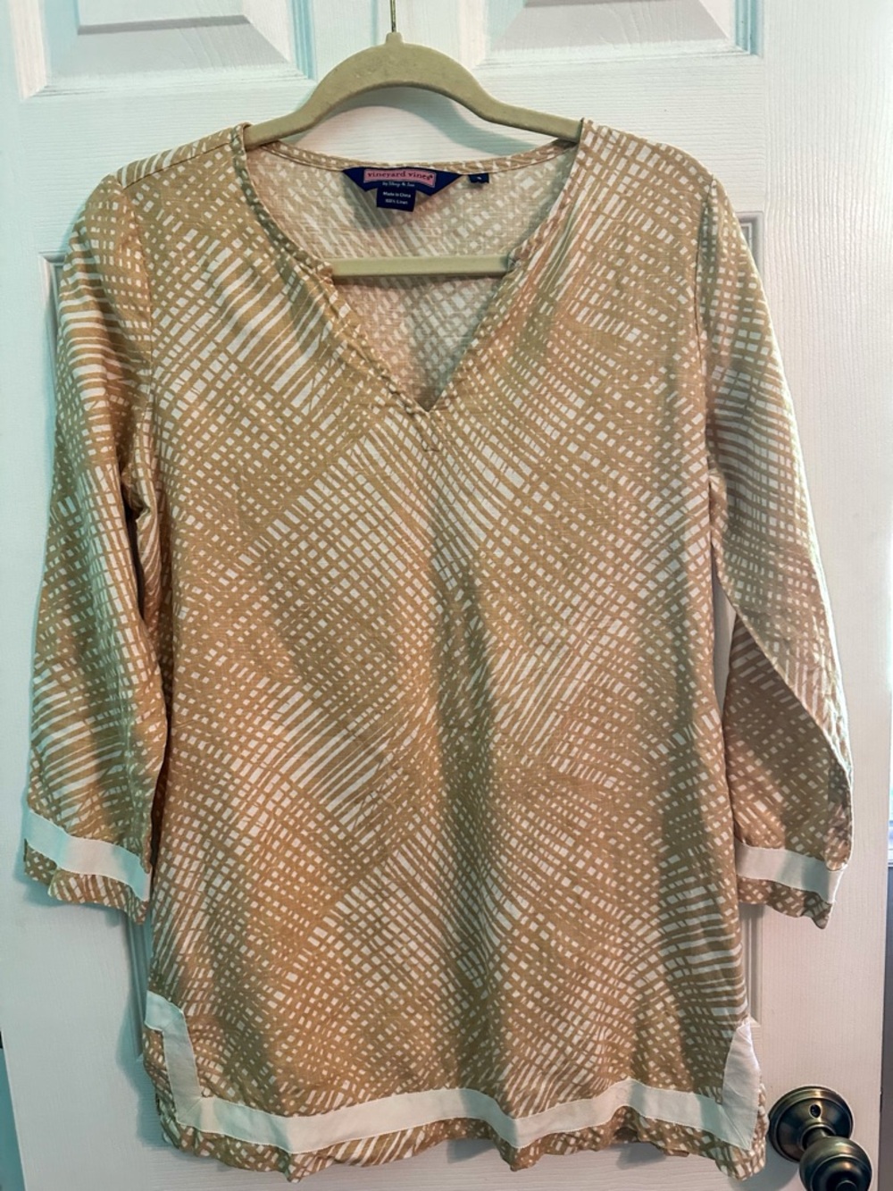 100% Linen V-Neck Tunic Top by Vineyard Vines size Small